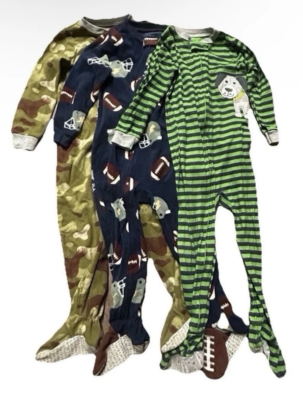 Toddler Boy Footie Pajamas Size 4T Fleece Winter Dinosaur Football Dog